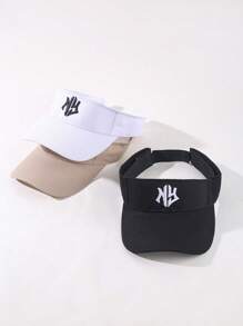 3pcs New York Embroidered Sports Sun Hats, Adjustable Brimless Baseball Caps, Unisex - Letter - View 2