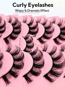 10 Pairs False Eyelashes D Curl Volume Lashes Wispy Natural Faux Mink Eyelashes Dramatic Soft Lash Cross Wispy Reusable Fluffy Strip Lashes Valentine's Day Gift For Women Mom Wife Sister Teen Girl Friend
