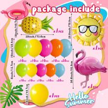 124pcs Hawaii Themed Large Foil Balloons Set, Pineapple & Flamingo Outdoor Party Balloon Arch, Birthday, Valentine's Day Supplies
