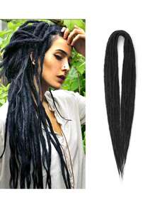 10strands/Set 0.6 Cm Thin 24" Double Ended Crochet Hippie Wool Dreadlock Extensions Handmade Synthetic Black Styles For Woman And Man - Multicolor - View 2
