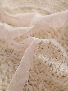 1 件粉色圆形孔眼薄纱窗帘，法式优雅荷叶边，适用于凸窗、客厅、卧室、办公室、厨房、书房、家居装饰