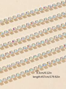 1 卷 3 毫米 5 米/10 米超闪亮水钻链，手工缝纫装饰链，DIY 装饰链，婚纱装饰 - 彩色 - 查看 24