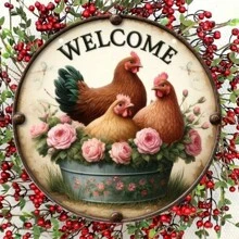1 Mảnh Màu Gà Trống Hen Chào Mừng Danh Sách Bằng Gỗ Tròn Có Thể Treo Trực Tiếp Bằng Dây Thừng-Con Gà Bằng Gỗ Trang Trí Mảng Bám Cho Nhà, Vườn, Lối Vào-Phong Cách Trang Trại Cổ Điển Cửa Tường Nghệ Thuật, Phụ Kiện Vòng Hoa, Lý Tưởng Cho Cửa Trước, Vườn, Hiên Nhà Và Nghệ Thuật Tường Trang Trí Gà - Nhiều màu - Xem 15