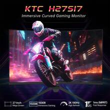 KTC Curved Gaming Monitor 27 Inch, 170Hz, QHD 2K 1440p 2560 X 1440, 1ms, HDR10, Freesync & G-Sync, VA 1500R Frameless Monitors, 120% SRGB, Blue Light Reduction PC Display, DP, H27S17 - 黑色 - 查看 5