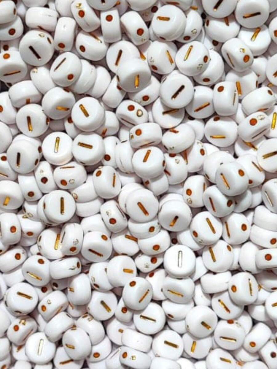 200 Separate Or Mixed Vowel Beads Round Letters Alphabet Bead Jewelry Crafts - I - Xem 1