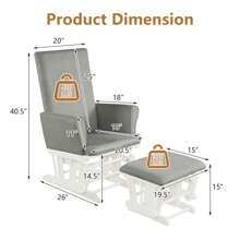 Homasis Glider And Ottoman Cushion Set Wooden Baby Nursery Rocking Chair - Grey - View 10