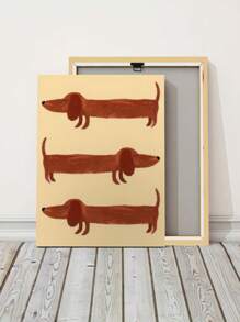 1pc Unframed Canvas Poster, Modern Art, Cute Dachshund Dog Poster, Ideal Gift For Bedroom Living Room Corridor, Wall Art, Wall Decor, Winter Decor, Room Decoration - Multicolor - View 8
