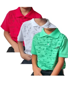 Pacote 5 camisetas gola polo Infantil juvenil do 10 ao 16