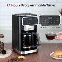 Gevi 12 Cup Programmable Drip Coffee Maker With Touch Screen, Fast And Strong Brew, Auto Shut-Off, 4-Hour Keep Warm Plate