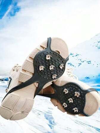1 par de cubrezapatillas antideslizantes para el hielo para exteriores, cubrepies con 5 dientes para crampones antideslizantes para senderismo