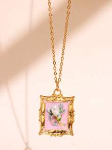 1 pieza Collar colgante de metal esmaltado con pintura de flores coloridas, joyas elegantes y románticas de moda para fiestas para mujeres
