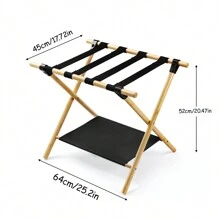 Bagażnik bambusowy, odpowiedni do sypialni, pokoju gościnnego, hotelu - Naturalny bambusowy składany regał do przechowywania - Domowy regał do przechowywania - Składany bagażnik z wytrzymałym paskiem na ramię