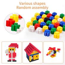 Variable Block Diamond Building Blocks Set - Colored Plastic Building Toys, Tandem Diamond Building Blocks Toys, Assembly Models, Fun Variable Block Diamond Insert Blocks - Multicolor - View 3