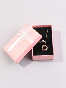 宇宙与地球项链和戒指礼盒，粉色单独包装，情人节返校礼物 - 粉色 - 查看 2
