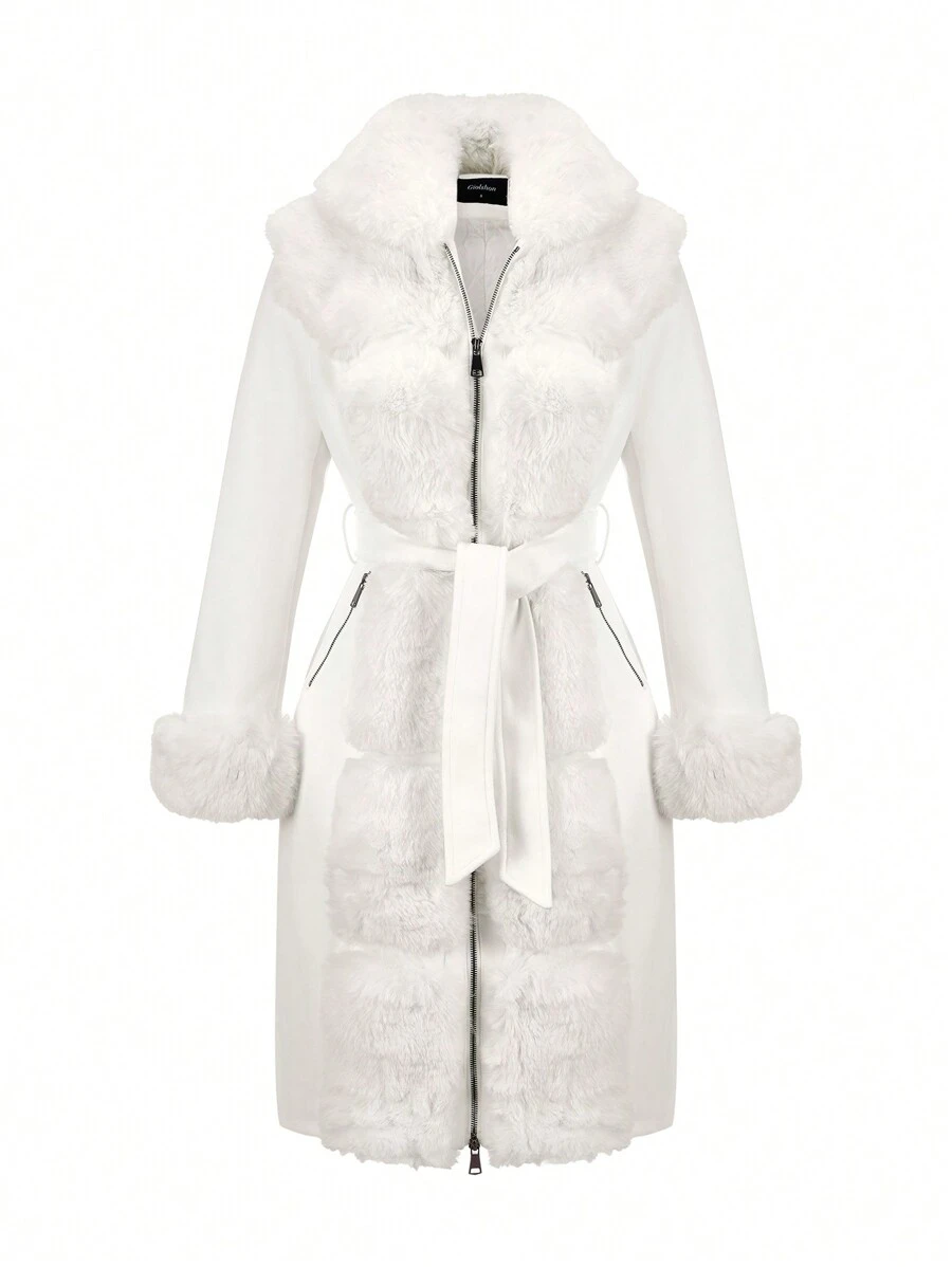 Abrigo largo de lana con cinturón para mujer para otoño/invierno - Elegante y de exteriores para uso casual