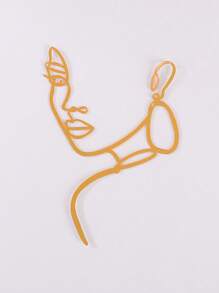 1pc Lady Face Cake Topper Gold Line Cake Decoration For Birthday Wedding Party Minimalist Art Cake Pick Insert Bakery Party Supplies