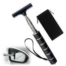 MINSHUXI Car Window Cleaner Wiper, Mini Telescopic Rearview Mirror Squeegee With Storage Bag, Foldable Portable Cleaning Tool For All Vehicles Automotive Accessories, Ideal For Rainy Foggy Dusty Weather - Black - View 1
