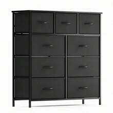 9 Drawer Fabric Dresser For Bedroom, Chest Of Drawer Organizer Storage Cabinet For Closet, Entryway, Black