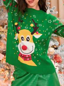 Ugly Christmas Sweaters For Women Funny Christmas Sweaters Knitted Women's Xmas Sweater Winter Holiday Pullover - Green - View 4