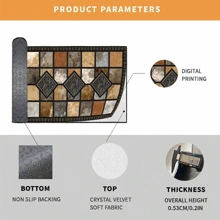 1 pezzo Tappeto passatoia non scivoloso con motivo patchwork a quadrati, bordo grigio e nero e tre diamanti al centro, lavabile in lavatrice, tappeto per ingresso, soggiorno, camera da letto, patio esterno, giardino, decorazione per la casa e la stanza, tappeto, arazzo