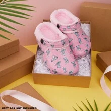 Disney Stitch Winter Clogs Fleece Lining & Removable Charms Garden Shoes Slip On With Strap - Pink - View 2