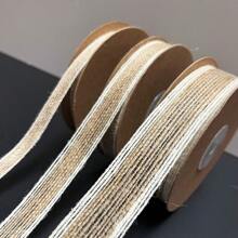 1卷白边装饰绳粗麻布丝带适用于礼品包装婚礼活动派对家居蝴蝶结DIY工艺品艺术装饰 - 彩色 - 查看 4