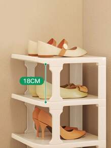 1 pieza Zapatero de montaje fácil multicapa, organizador de almacenamiento de zapatos a prueba de polvo para entrada, balcón, dormitorio, sala de estar, dormitorio - No se requiere instalación - Blanco - Ver 9
