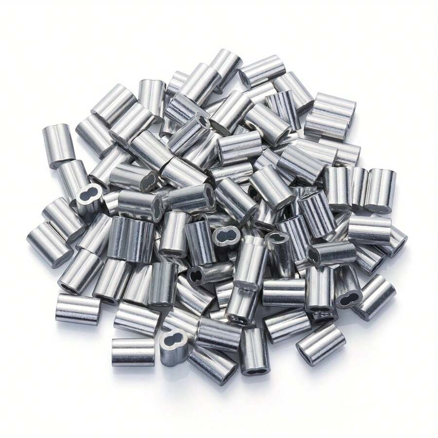 50 Manchons Aluminium Double Sertissage 3mm - Pour Câbles Acier - Argenté - Lot Économique