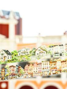 1 卷房屋主题装饰遮蔽胶带，复古梦幻小镇系列景观胶带 - 彩色 - 查看 3