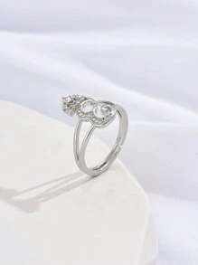 1 件时尚个性化锆石 26 字母戒指，女士可调节情侣戒指，奢华礼物，海外全新设计