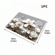 1pc Washing Machine Cover Mat, 3D Floral Print Pattern, Kitchen Countertop Mat, Washer/Dryer Top Protective Cover, Multi-Purpose Kitchen Counter Cover, Modern Washer And Kitchen Appliance Top Protector, Clothes Drying Mat, Water-Resistant Countertop Mat, Home Goods