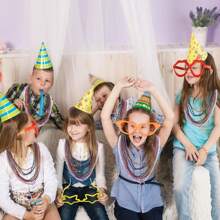 24pcs Bohemian Style Multi-Layer Plastic Acrylic Beaded Necklace, Geometric Circle Pattern, Handmade, Suitable For Festival And Daily Wear, St. Patrick's Day Necklace, Green Mardi Gras St. Patrick's Day Beaded Necklace - Multicolor - View 6