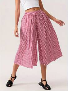Women Y2k Gingham Pants High Wiast Wide Leg Plaid Pants Fall Going Out Pants Vintage Checkered Loose Fit Pants Cute Baggy Lounge Pants Palazzo Trousers Streetwear - Đỏ - Xem 4