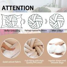 1 chiếc gối trang trí tròn mềm mại màu gradient, vải canary trang trí phòng và gối thắt nút cao cấp giúp tăng thêm kết cấu cho cuộc sống hàng ngày của bạn - Màu Khaki - Xem 3