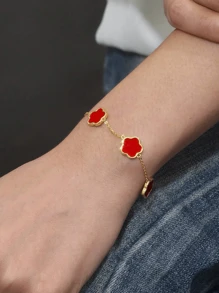 Stylever 1 Peça Bracelete Floral Fofo Jóias Femininas para Mulheres, Pulseira de Corrente Elegante de Prata 925, Presente de Jóias Finas para Irmãs Amizade