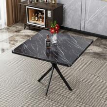 Square Dining Table Set, Mid Century Modern Square Dining Table For 4 Person, Faux Marble Tabletop, Iron Legs, Coffee Table For Kitchen Dining Room, Office, Save Space