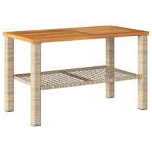 VidaXL Garden Table Beige 70x38x42 Cm Poly Rattan Acacia Wood