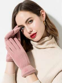 1 Pair Women's Winter Fashion Full Finger Windproof Gloves With Touch Screen Function, Warm Thermal Lined , Suitable For Outdoor Cycling, Daily Wear And Gift