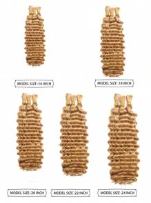 27 Honey Blonde Human Braiding Hair 110g 16-24 Inch Blonde Boho Braids Human Hair Deep Wave Bulk Curly Human Hair Braiding Hair For Braids Wet And Wavy Human Hair Water Wave Human Hair  3 Bundles - S27 - 查看 4