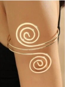 2022新款波西米亞風寬線袖口開口手鐲,朋克酷炫心理閃閃發光戒指手鐲,女士可調整手腕配件女孩珠寶 - 金色 - 查看 13