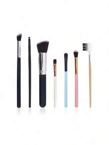 (Random Color) 7-Piece Multi-Purpose Makeup Brush Set, Including Powder Brush, Blush Brush, Foundation Brush, Eyeshadow Brush, Blending Brush And Eyebrow Brush, Etc., Exclusive For Makeup Artists