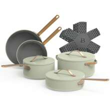 Beautiful 12pc Ceramic Non-Stick Cookware Set, Starry Night By Drew Barrymore, Blue - Green - View 1