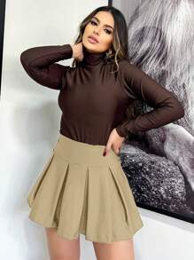 Gringa College Pleated Short Skirt For Women Suplex International Fashion S-M-L-XL - Màu Khaki - Xem 1