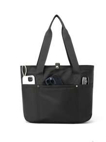 Bolso de mano para mujer plegable con cierre de cremallera, bolso de hombro grande, bolso de mano, bolsos para viaje, trabajo, compras - Multicolor - Ver 9
