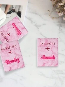 Customizable Mini Passport Holder, Travel Document Organizer And Card Case, Suitable For Gifts And Daily Use, Fashionable And Durable, Ideal For Travel And Business, Great For Family, Friends, Couples, Birthday, Holiday, Christmas Gifts - Pink - View 3