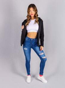 Sudadera con capucha para mujer, polar, Colección Horizon - Negro - Ver 2