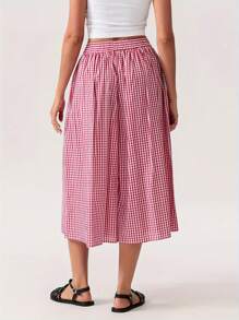 Women Y2k Gingham Pants High Wiast Wide Leg Plaid Pants Fall Going Out Pants Vintage Checkered Loose Fit Pants Cute Baggy Lounge Pants Palazzo Trousers Streetwear - Đỏ - Xem 5