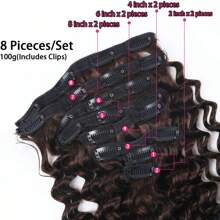 Curly Hair Extensions Clip In Human Hair Deep Water Wave Clip In Extensions Water Wavy Clip In Hair Extensions Human Hair  Dark Brown 16 Inch 8Pcs 100g - Dark Brown - View 5