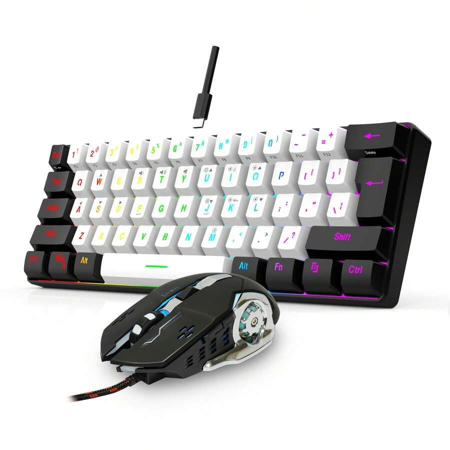 Tastiera Mouse Gaming Ricaricabili Set Tastiera E Mouse Gaming Wireless K10 Retroilluminazione Led Ricaricabile