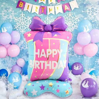 1st - 59 tums extra stor folieballong med pilbåge och stjärnformer, födelsedagsballonger, presentaskformade festdekorationer, lämplig för födelsedagsfest, inomhusdekoration, fotobakgrund